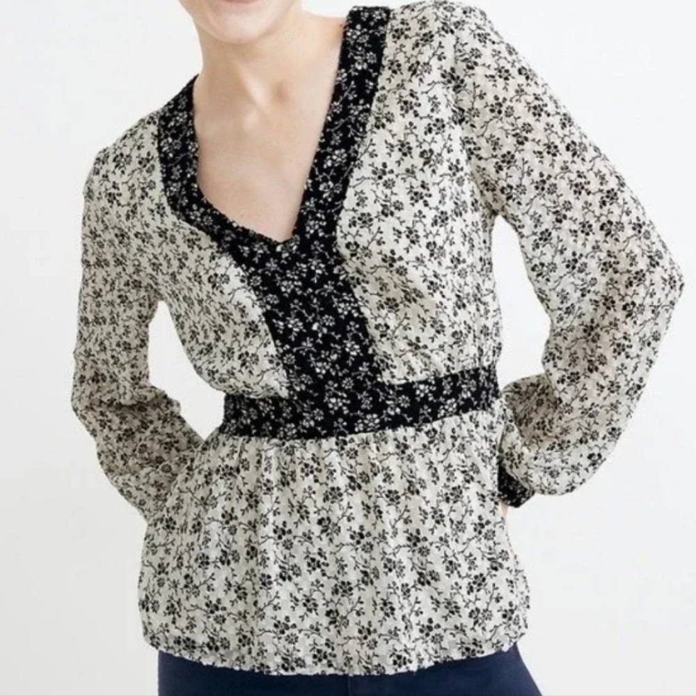 Madewell NWT Clipdot Whimsical Ditzy Floral Long Sleeve Top Small